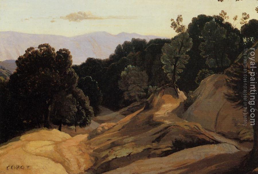 Jean-Baptiste-Camille Corot : Road through Wooded Mountains